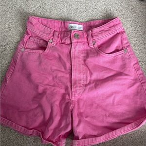 Zara Bright Pink Denim Shorts
